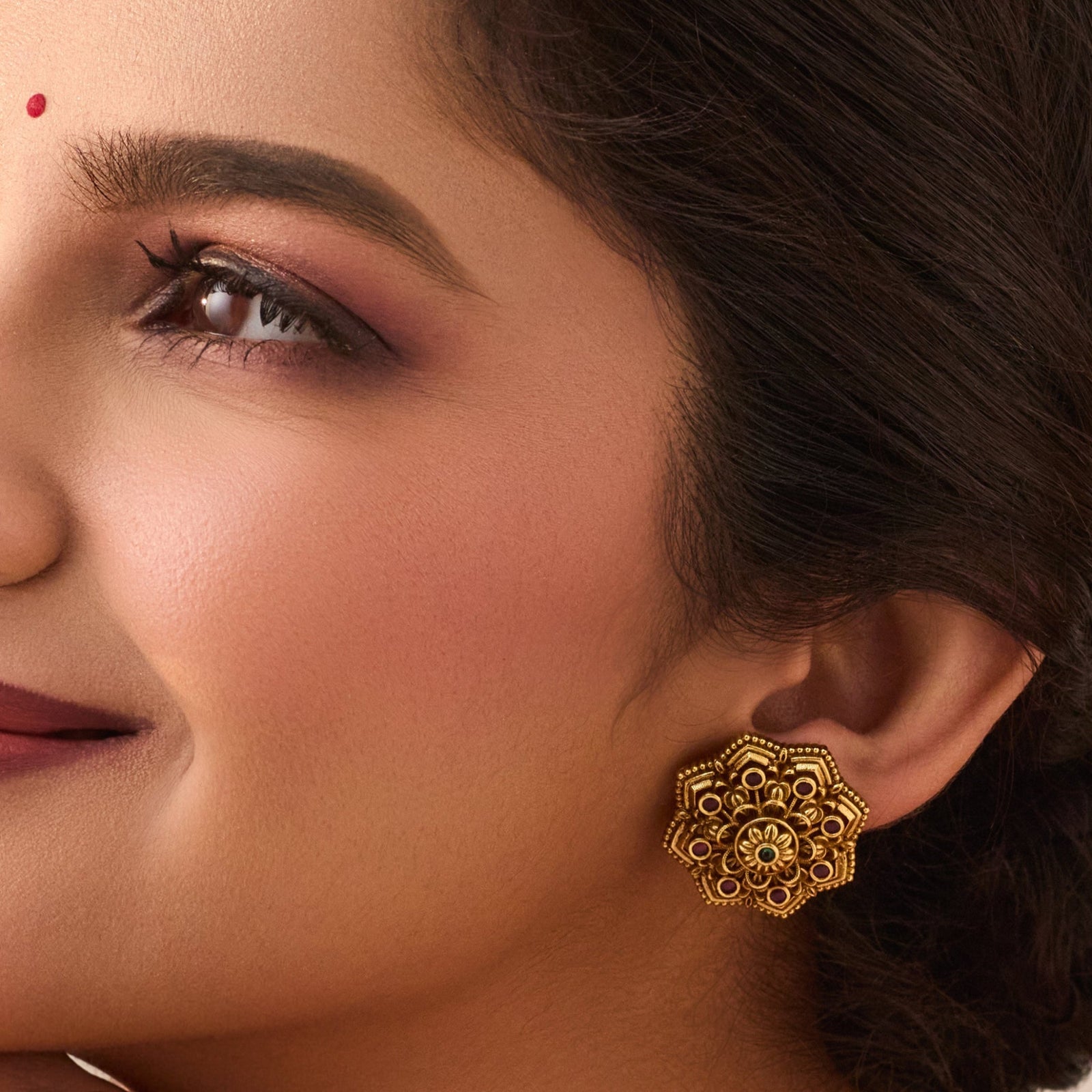 Ridhima Antique Floral Stud Earrings