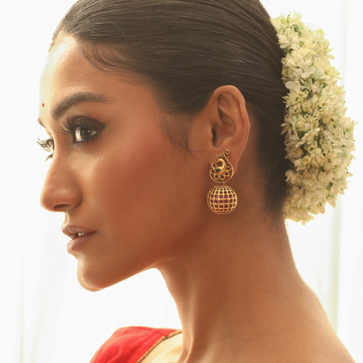 Indian 24k Gold Plated Pearl Earrings Jhumki Mangtika Wedding Bollywood Set  | eBay