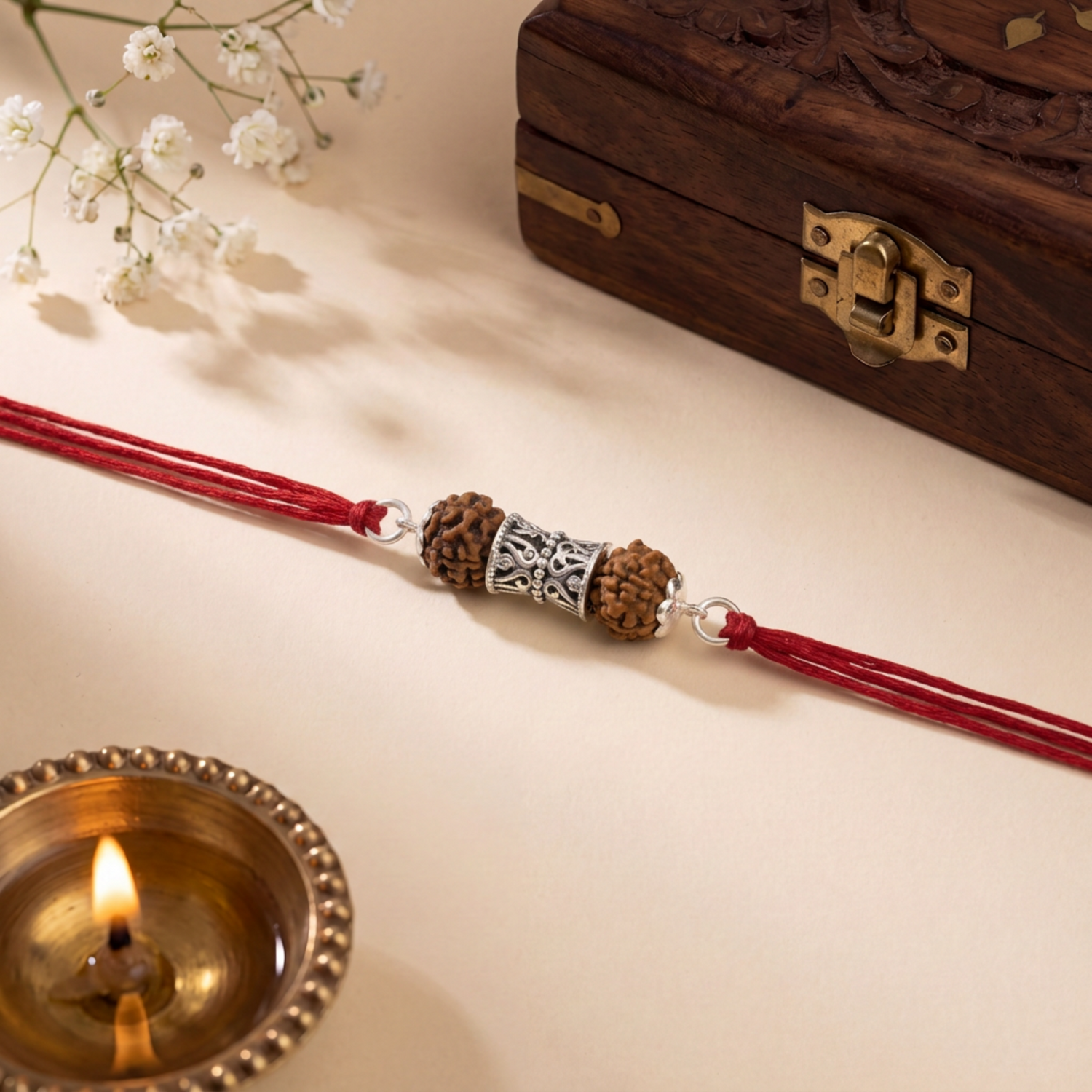 Mahadev Rudraksha Silver Rakhi
