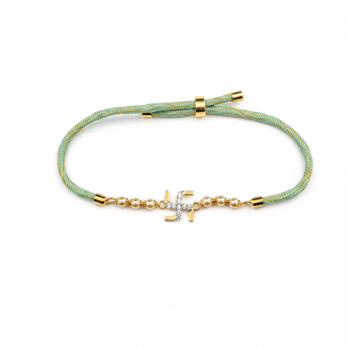 Swastik Gold Plated Silver Rakhi