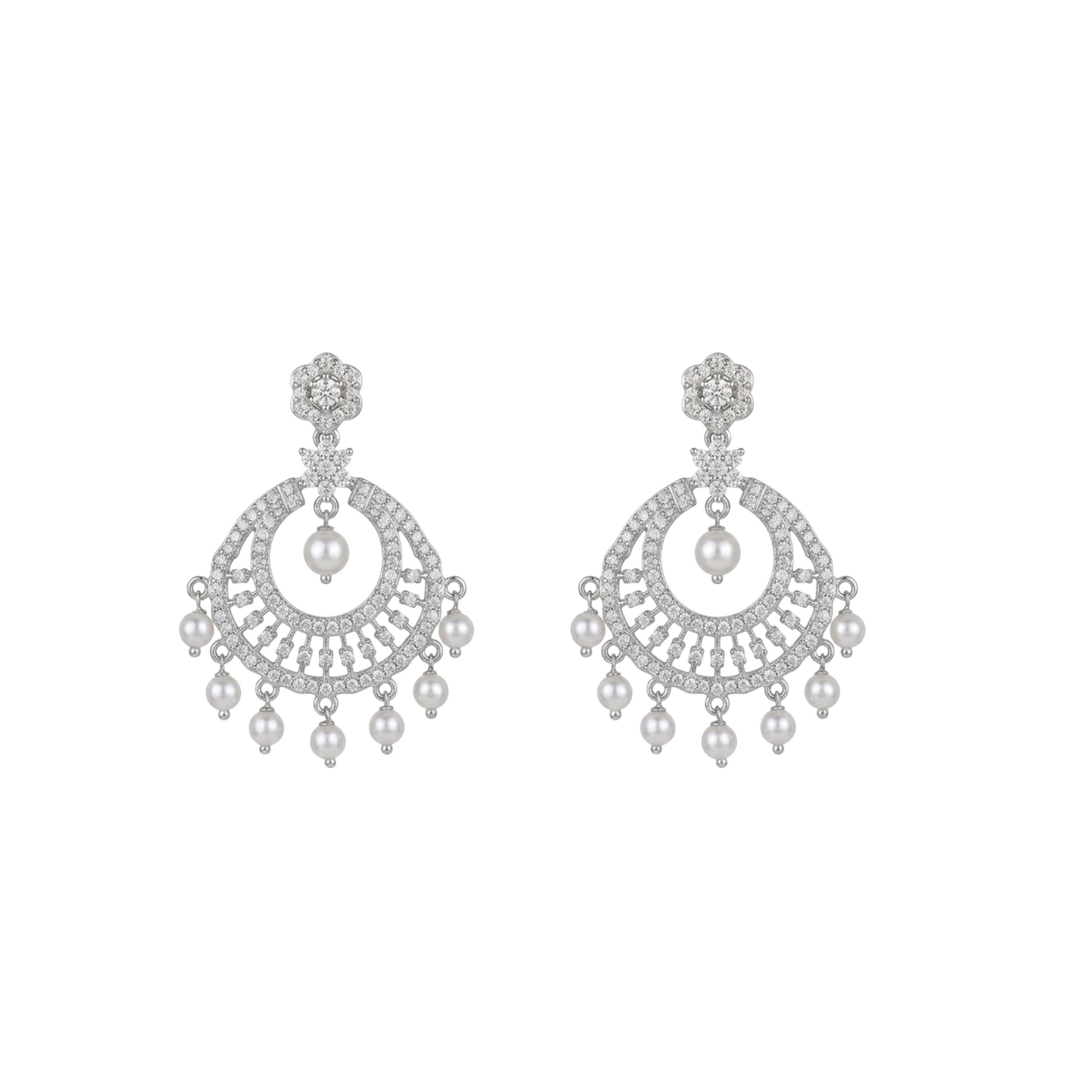 Sparkling CZ Chandbali Earrings