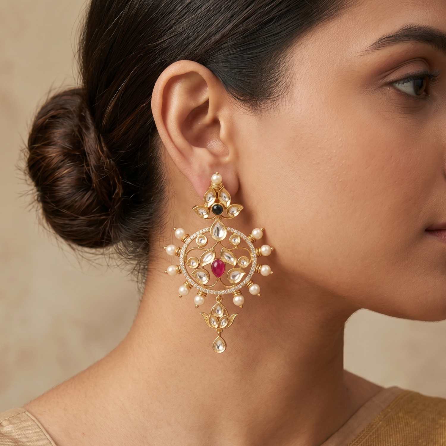 Dharini Kundan Drop Earrings