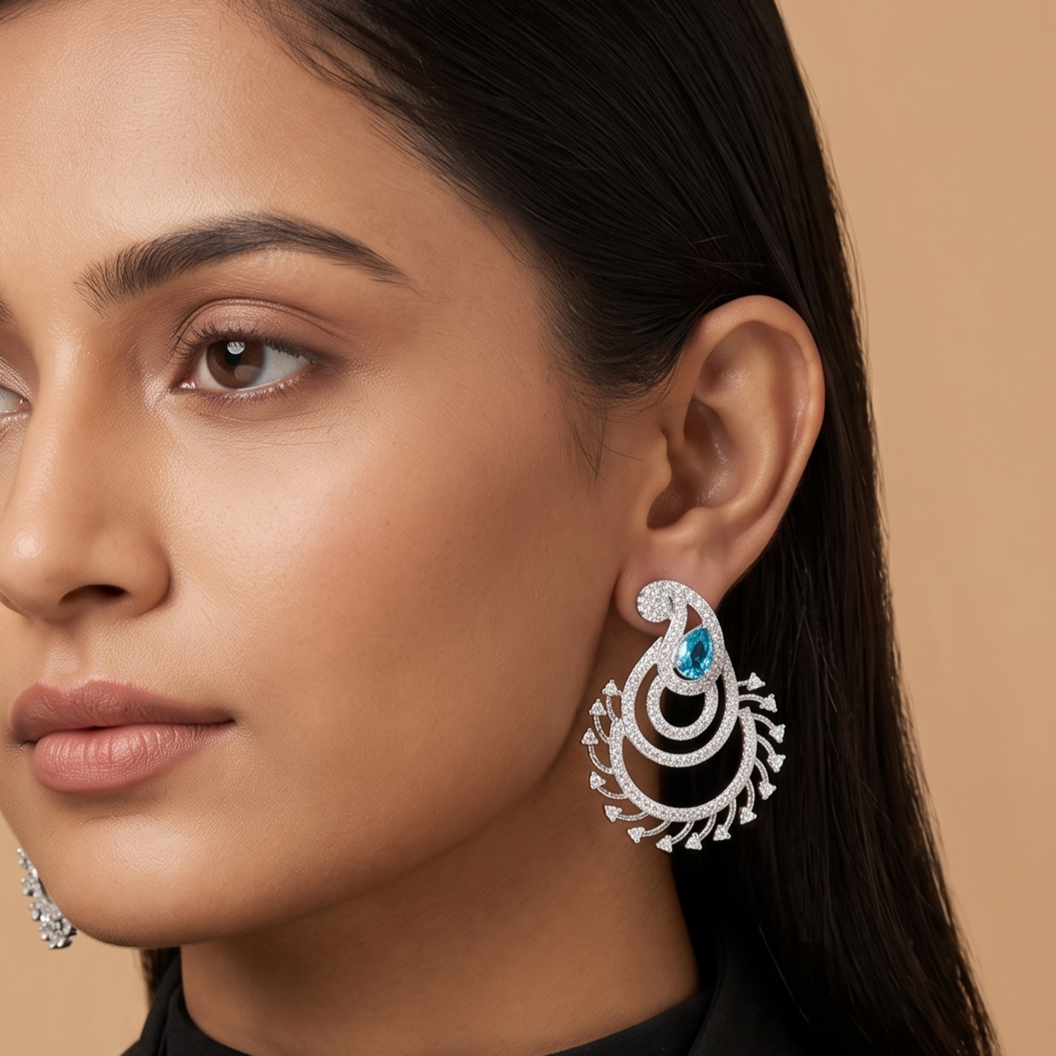 Nina CZ Blue Stud Earrings