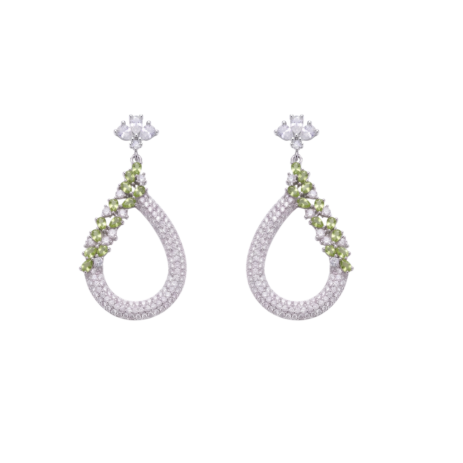 Sadya CZ Green Drop Earrings