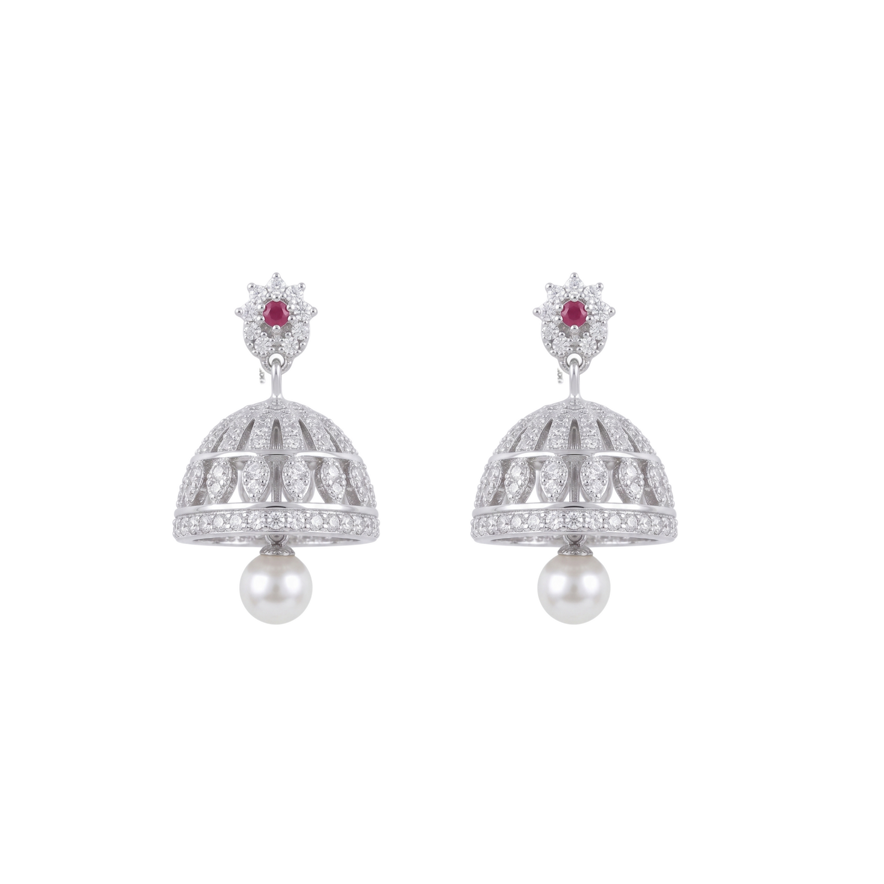 Alana CZ Red Jhumka Earrings