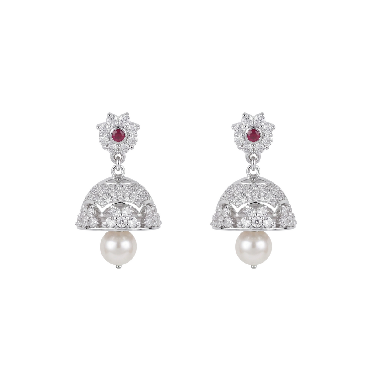 Serena CZ RedJhumka Earrings