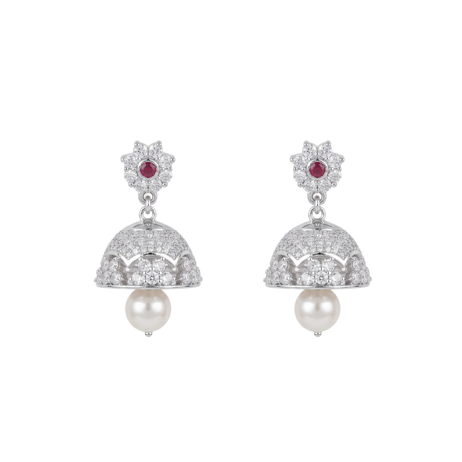 Serena CZ RedJhumka Earrings