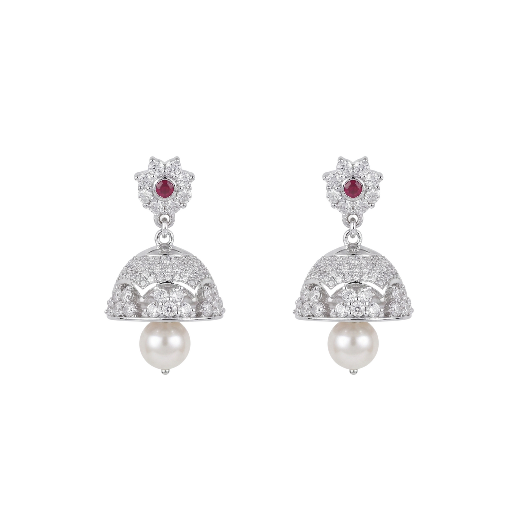 Serena CZ RedJhumka Earrings