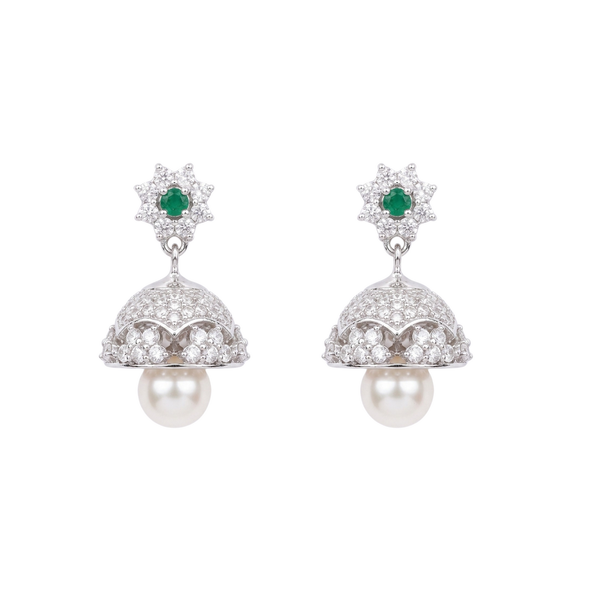 Serena CZ Green Jhumka Earrings