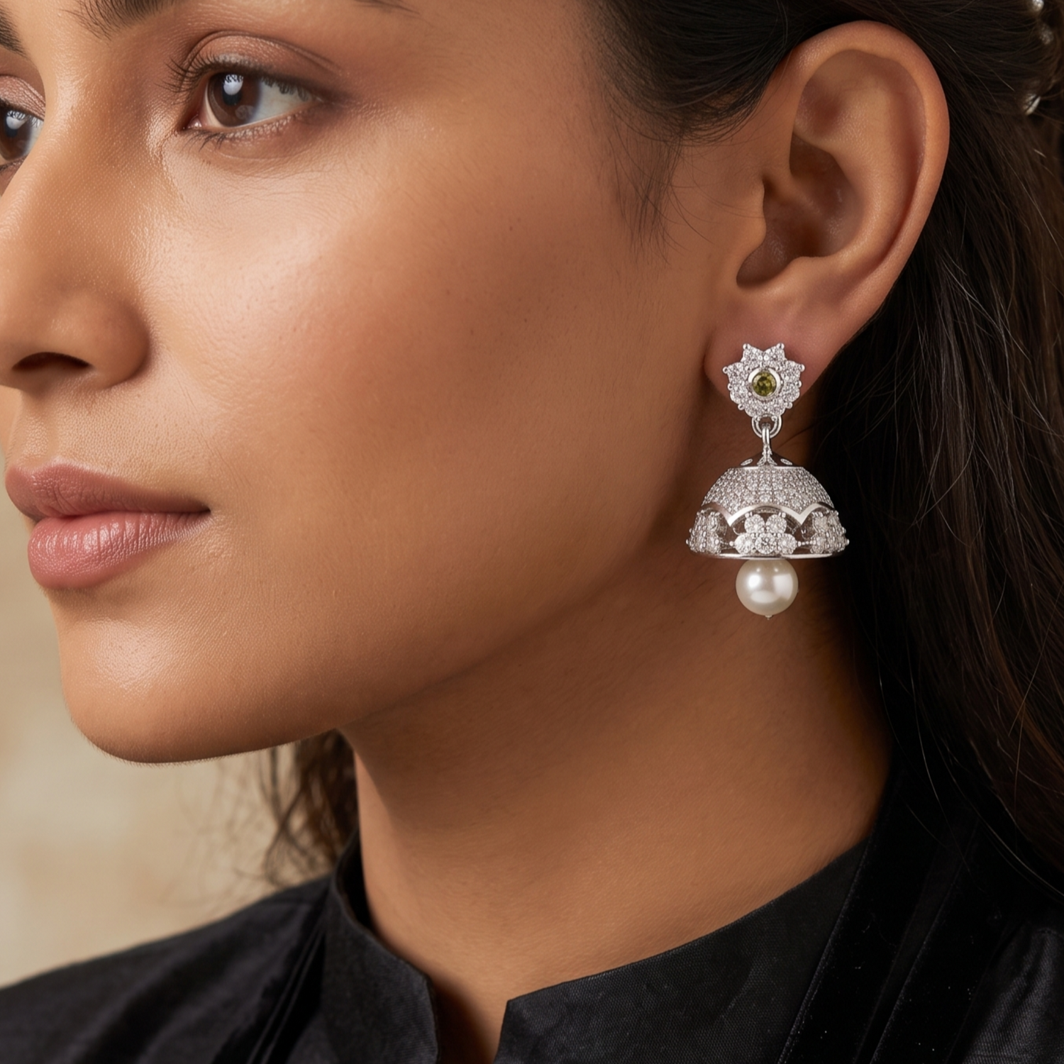 Rhea CZ Jhumka Earrings