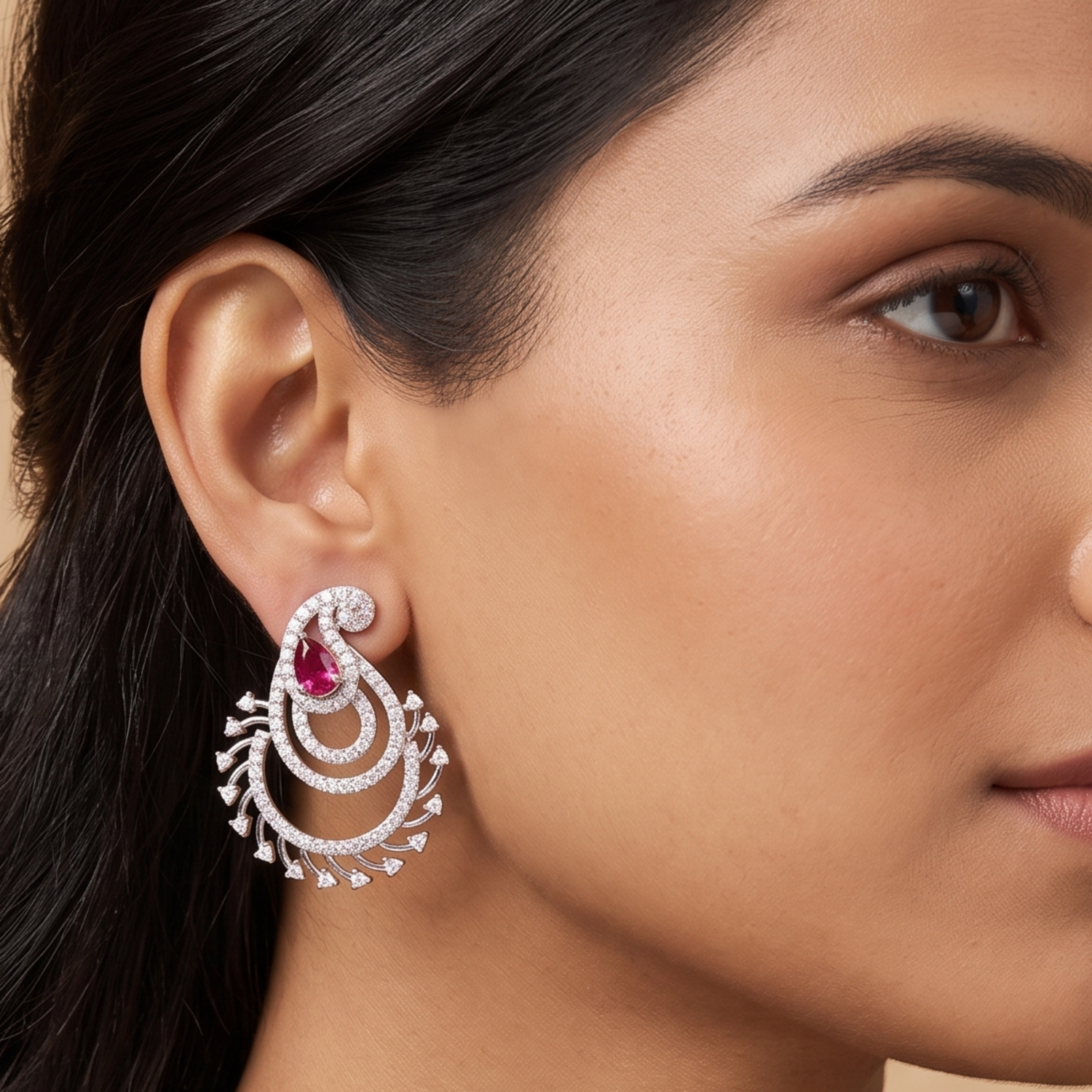 Nina CZ Red Stud Earrings