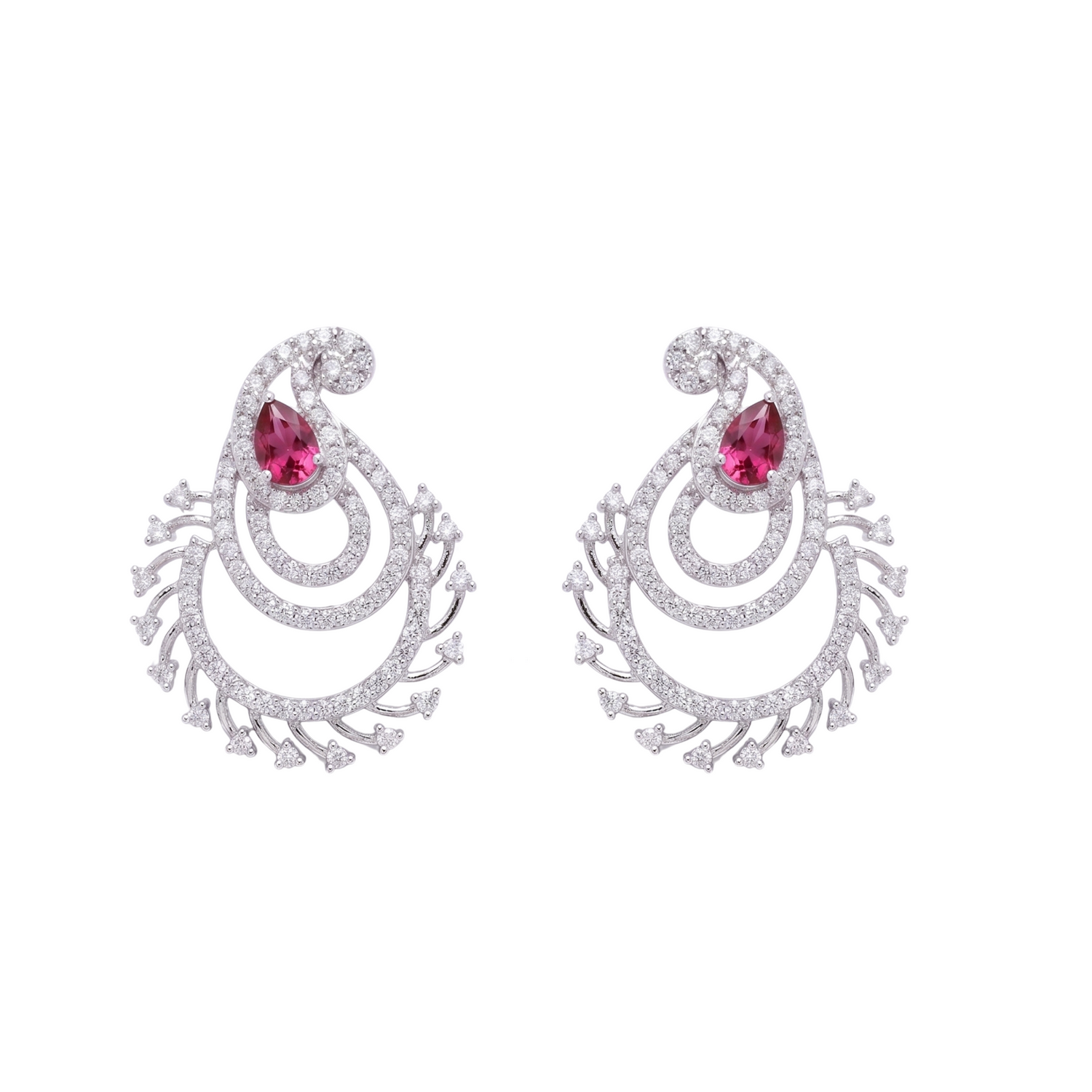 Nina CZ Red Stud Earrings