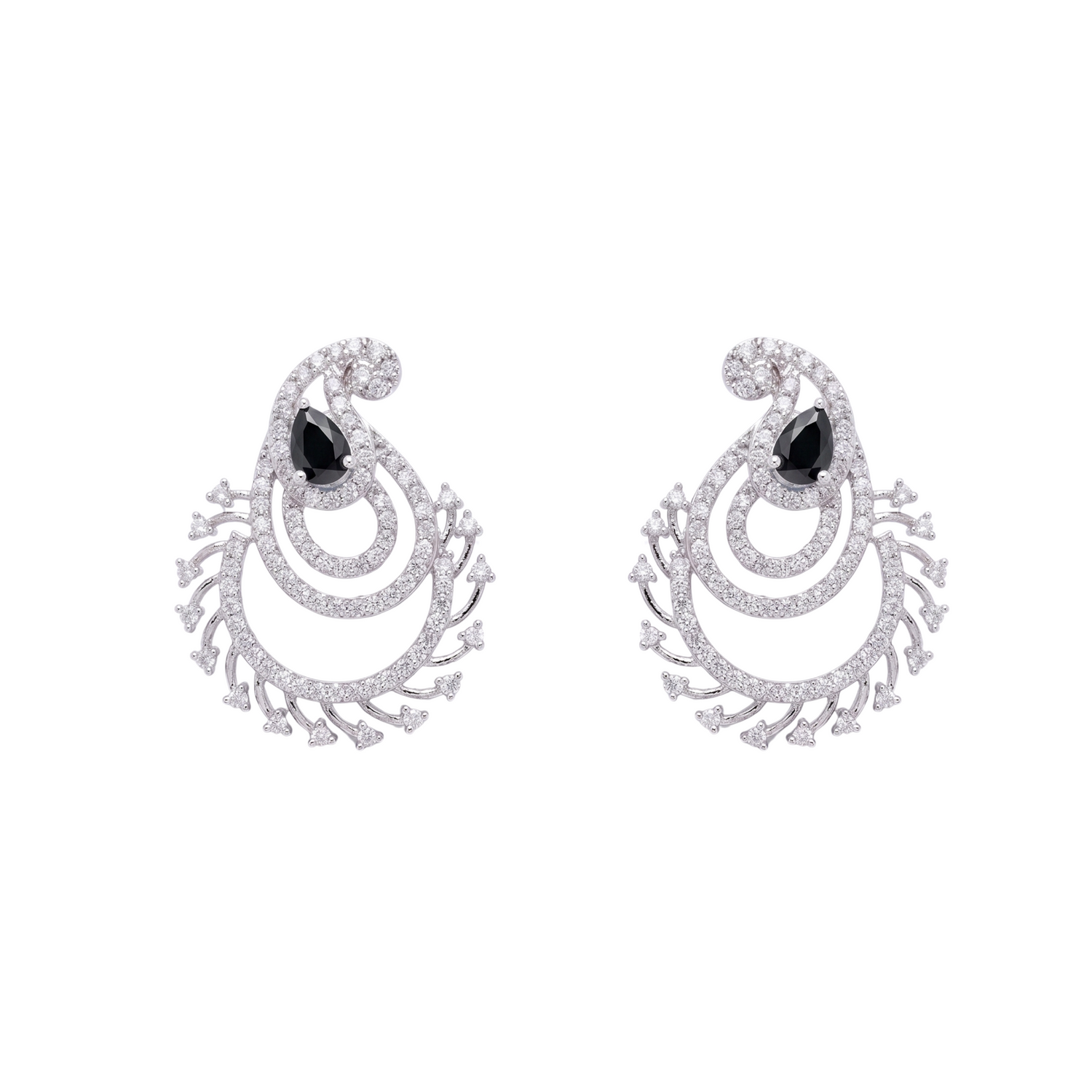 Nina CZ Black Stud Earrings