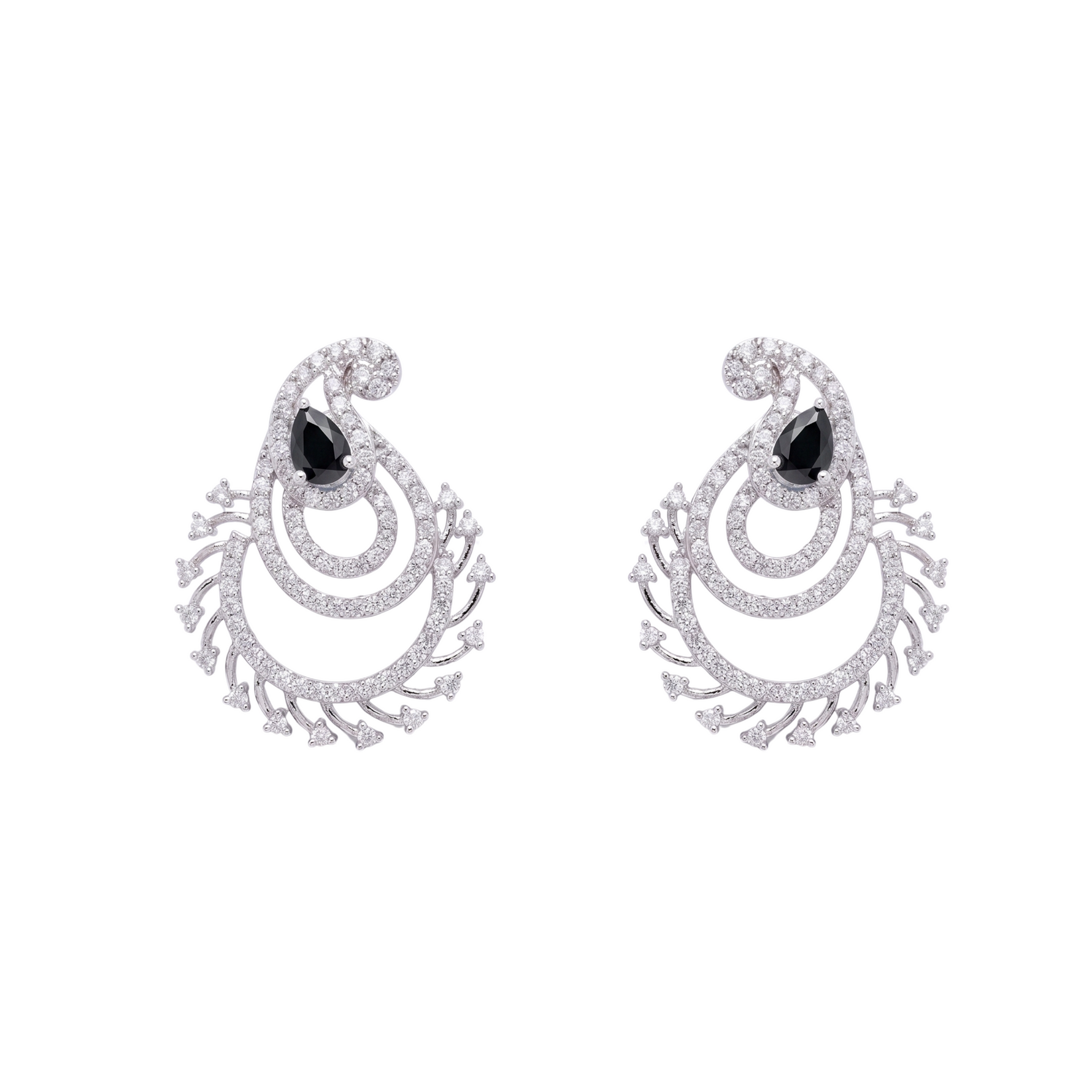 Nina CZ Black Stud Earrings