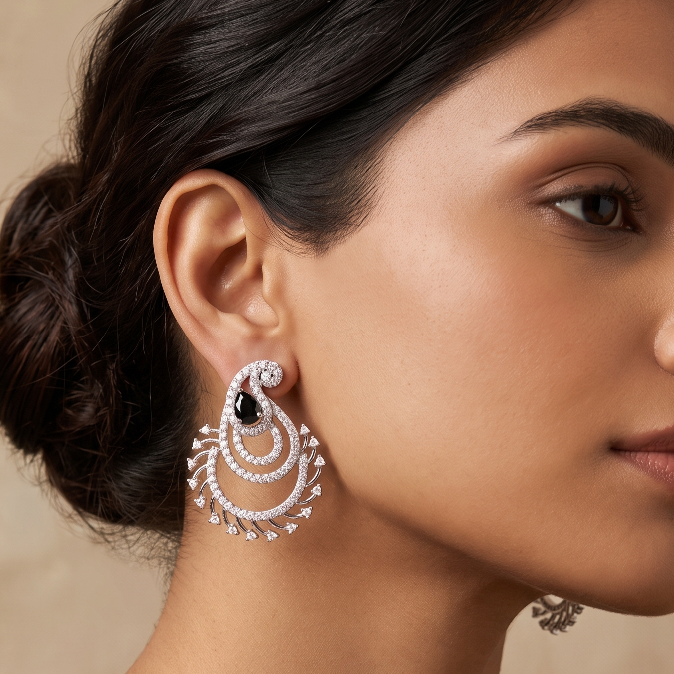 Nina CZ Black Stud Earrings