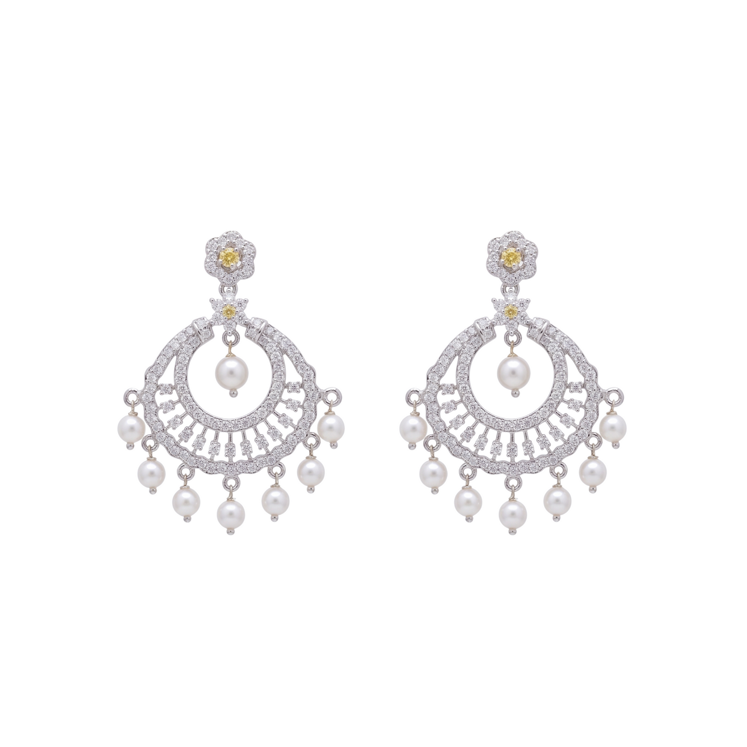Sparkling CZ Green Chandbali Earrings