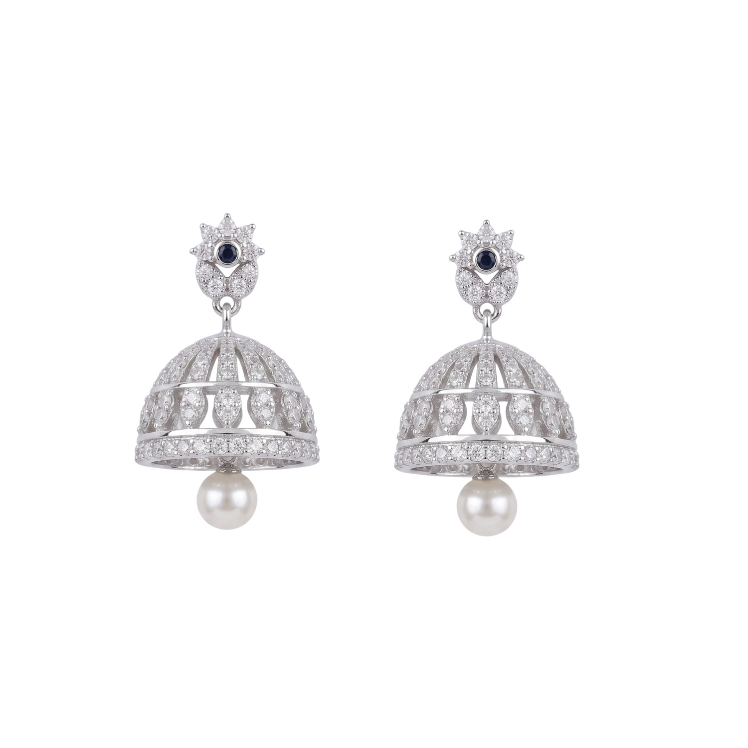 Alana CZ Blue Jhumka Earrings