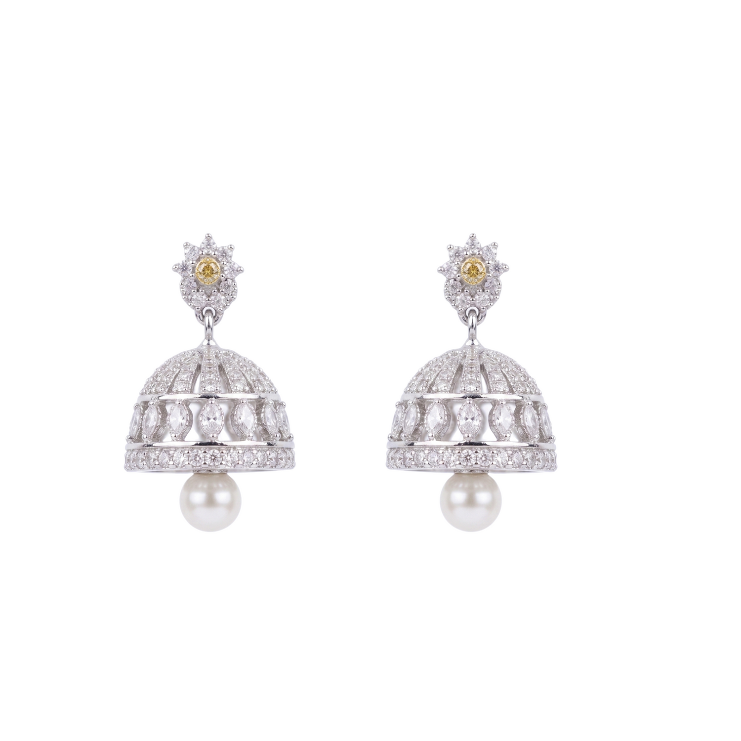 Alana CZ Yellow Jhumka Earrings