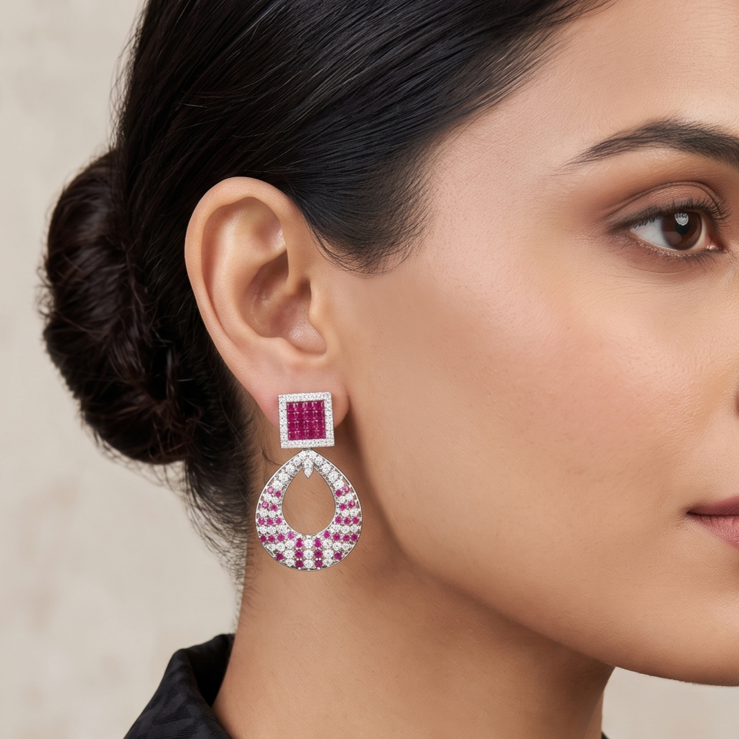 Myra CZ RED Drop Earrings
