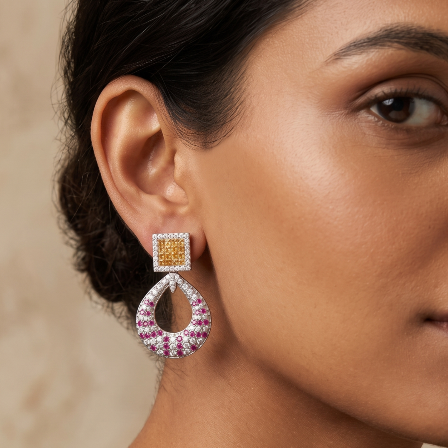 Myra CZ ORANGE Drop Earrings