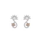 Siya Pearl CZ Light Orange Stud Earrings