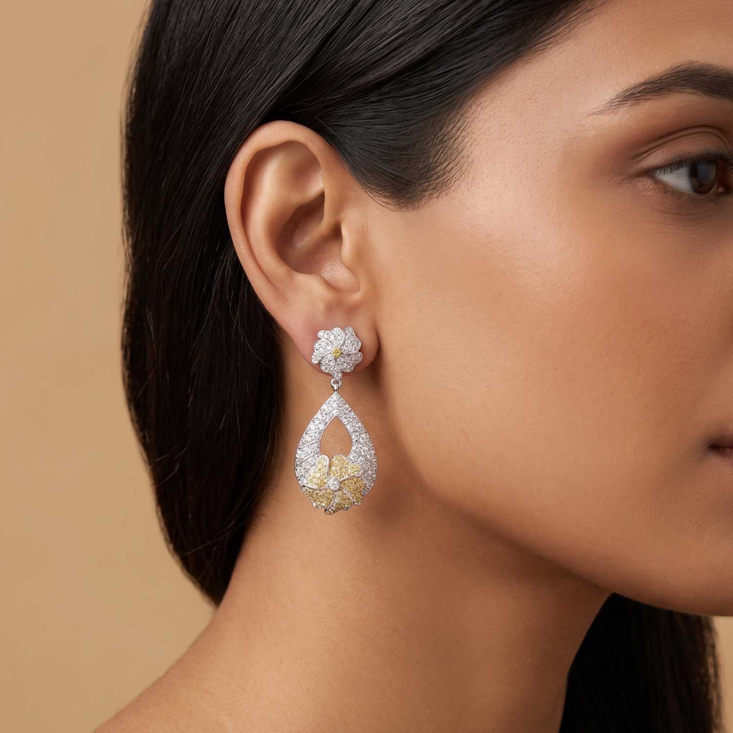 Dhriti CZ Green Drop Earrings