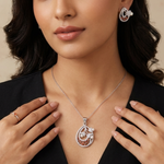 Aadhya Pearl Orange CZ Pendant Set