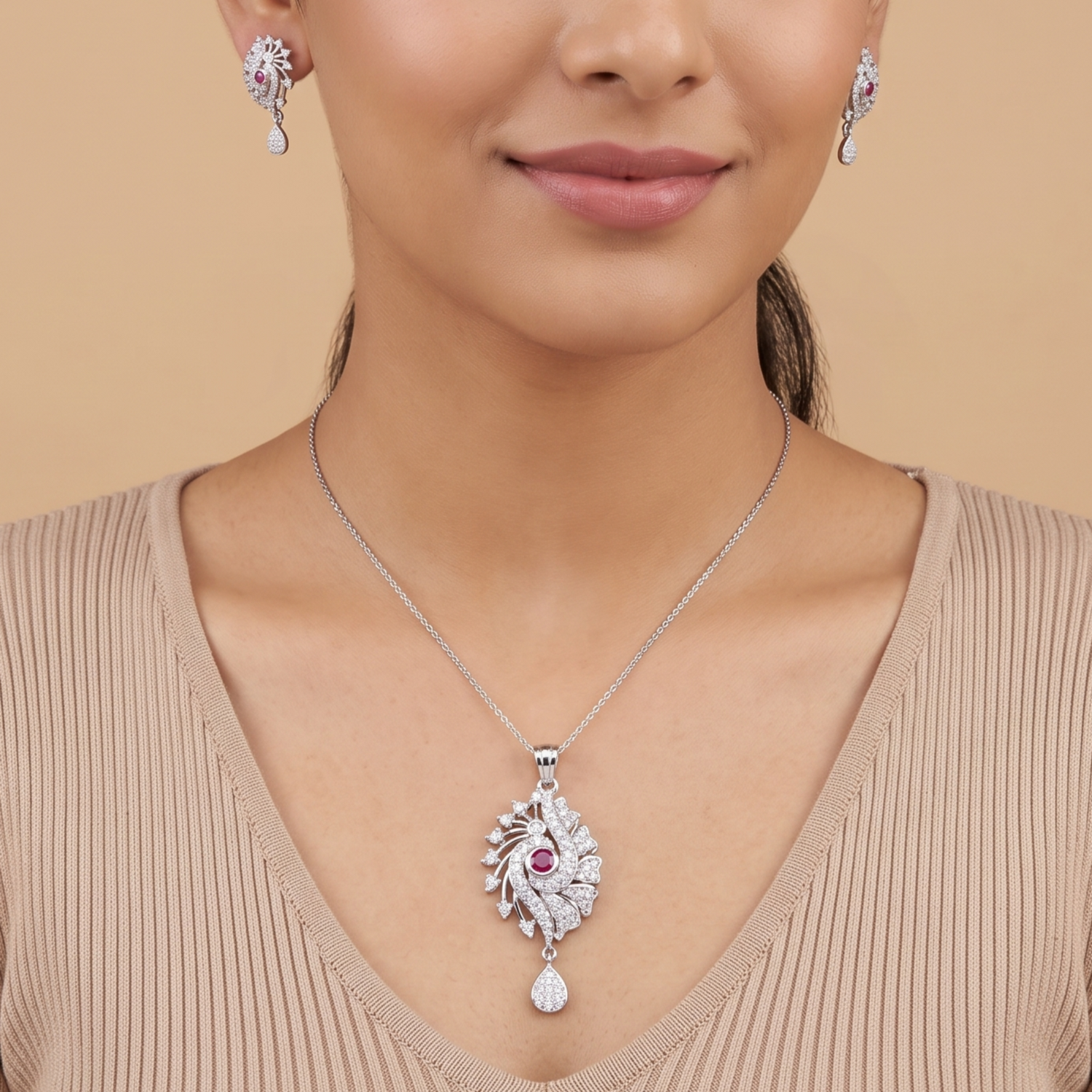 Suneha CZ Pendant Set