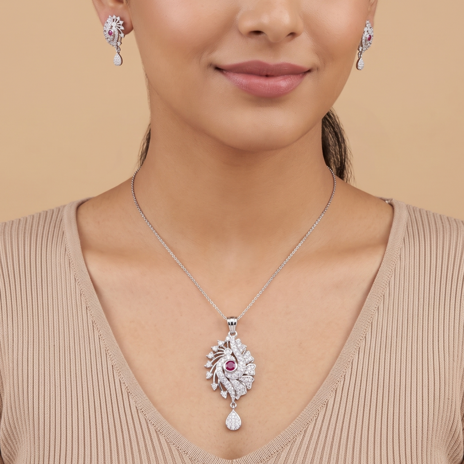 Suneha CZ Pendant Set