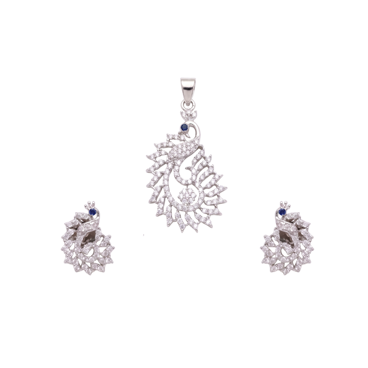 Vikata CZ Blue Pendant Set