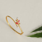 Eriha Pearl CZ Statement Pink Leaf Bracelet