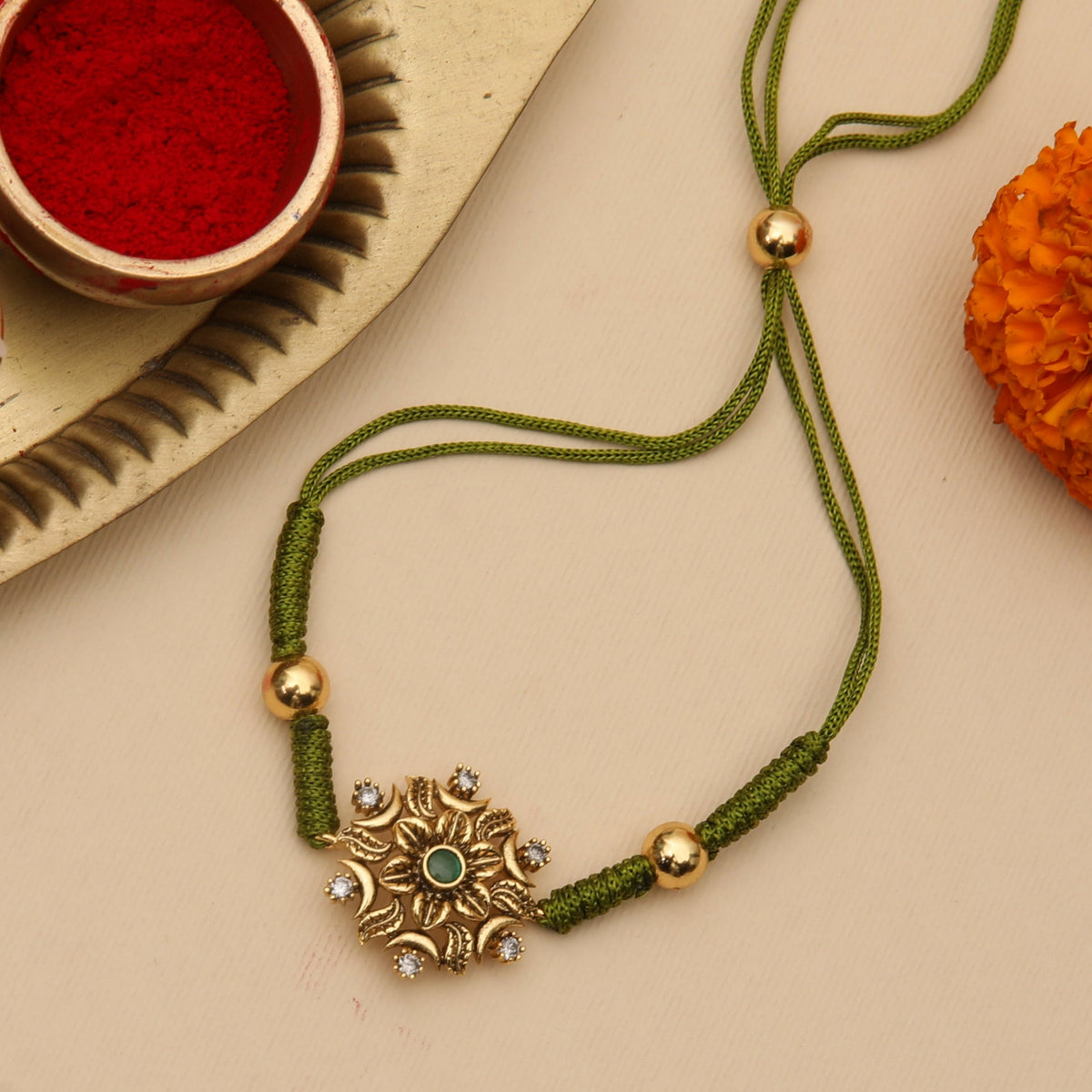 Aranya Floral Antique Rakhi