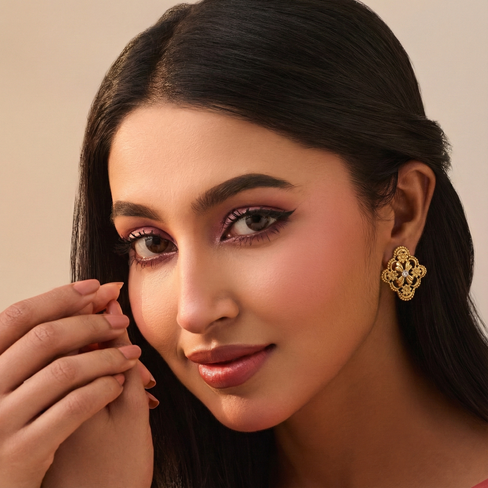 Calista Gold Plated Tribal Earrings