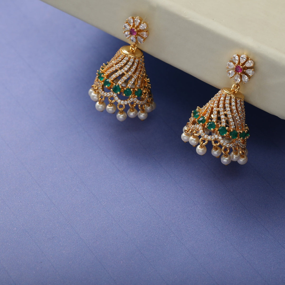 Rajan Nakshatra CZ Jhumki Earrings