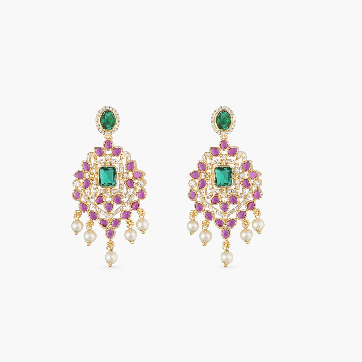 Kalindi Nakshatra CZ Drop Earrings