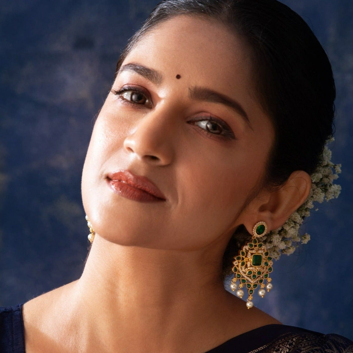 Kalindi Nakshatra CZ Drop Earrings