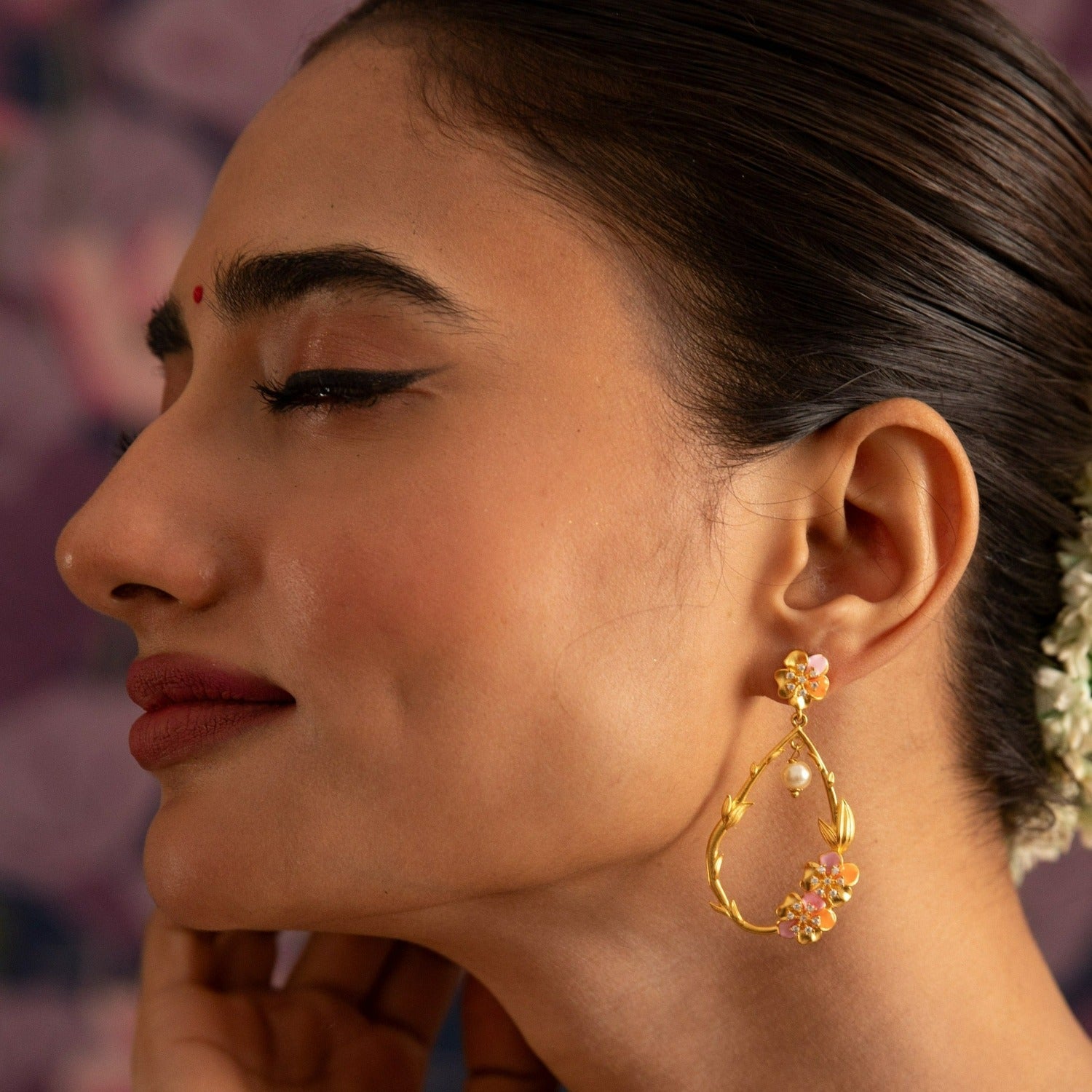 Jalaja Statement Floral Drop Earrings