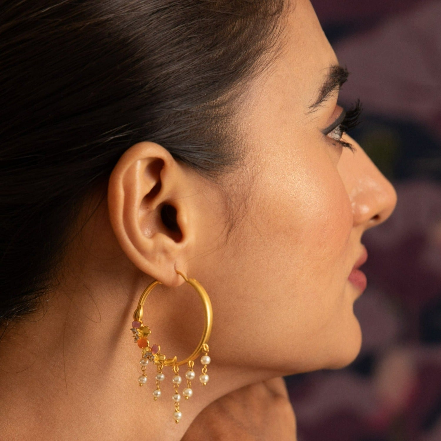 Jalaja Delicate Floral Hoop Earrings