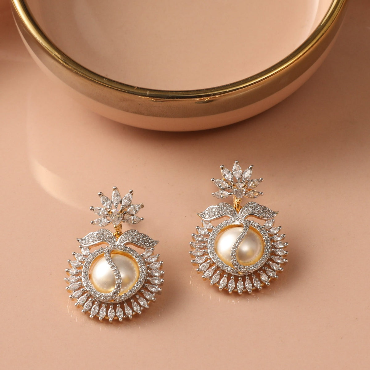 Reita CZ Pearl Stud Earrings