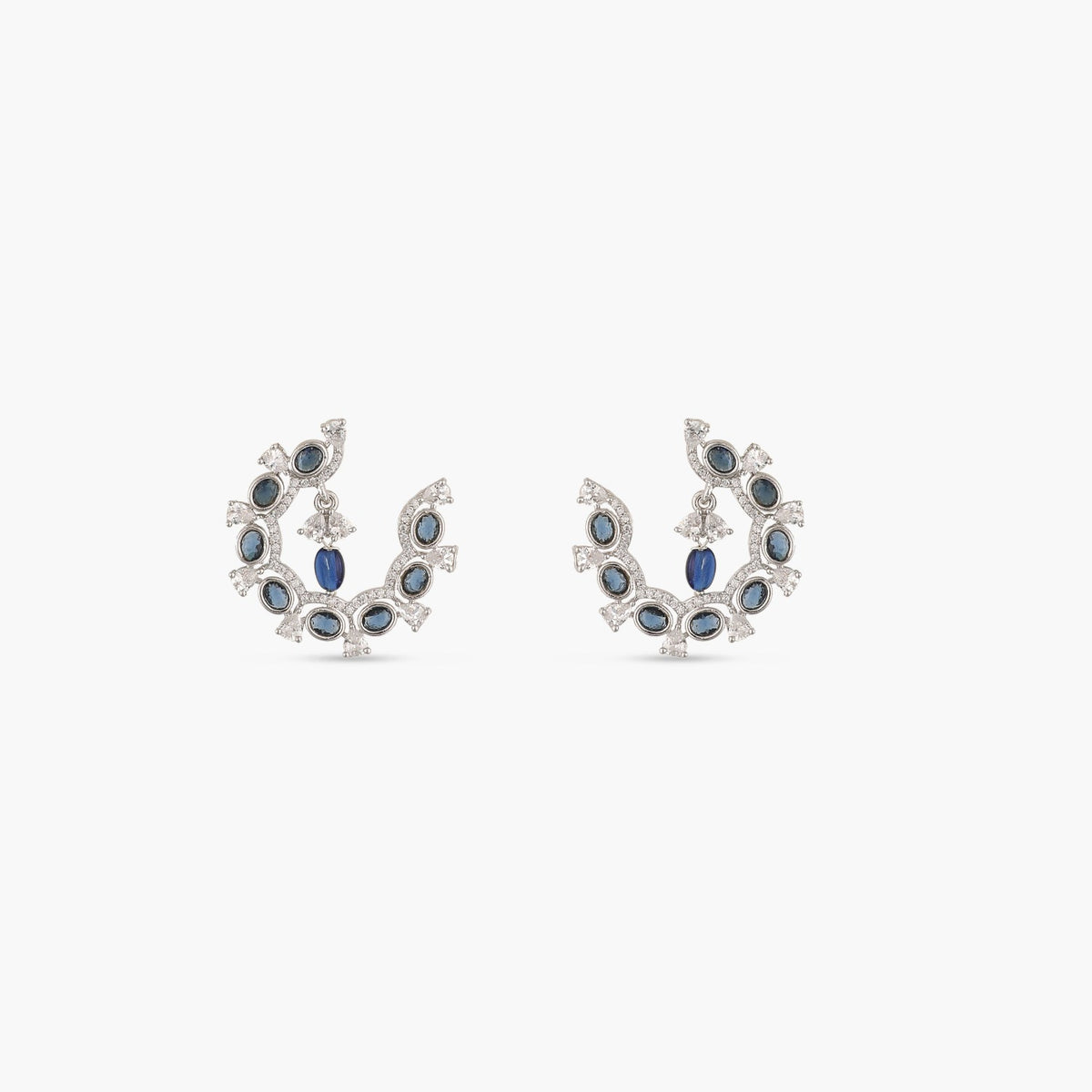 Floral Arc CZ Hoop Earrings