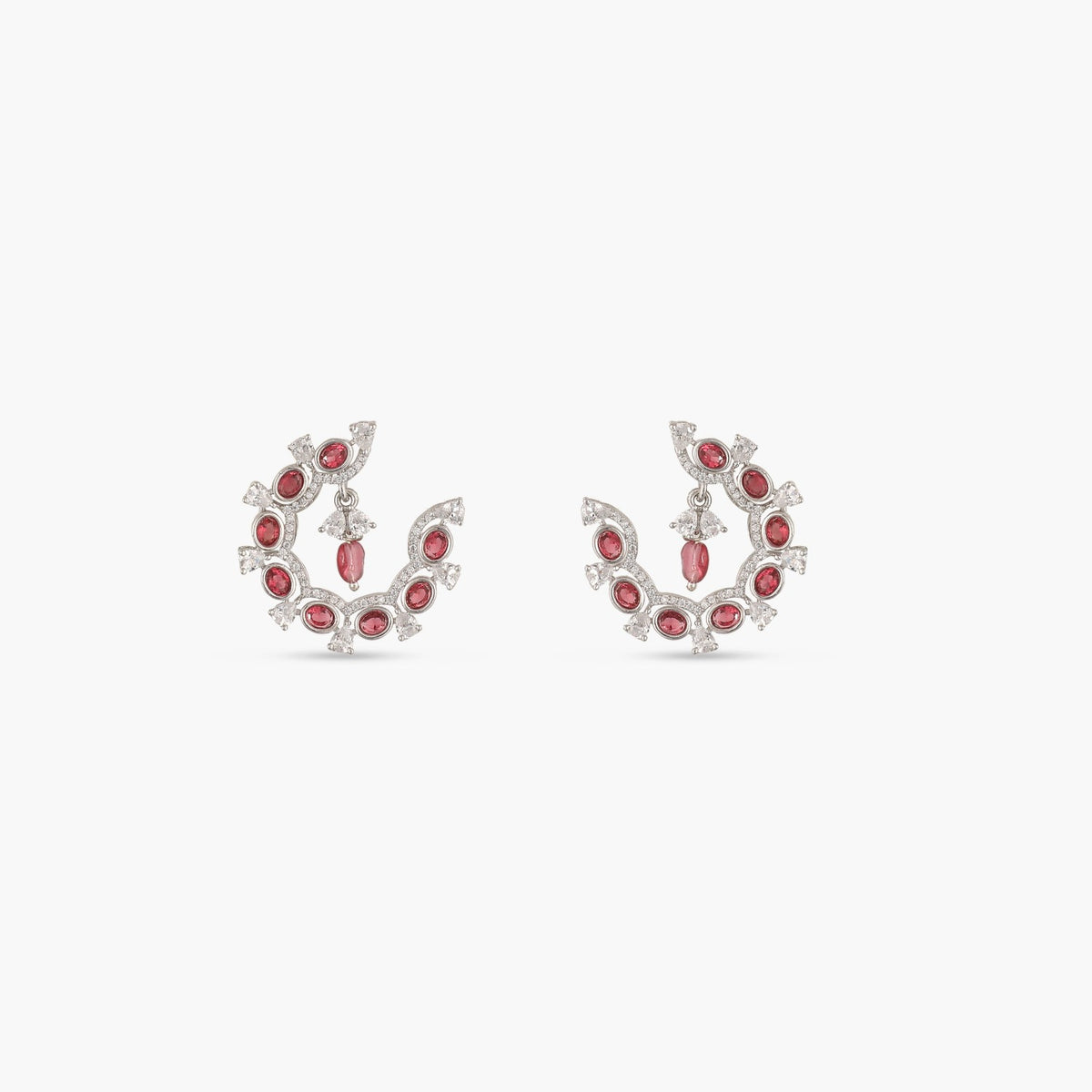 Floral Arc CZ Hoop Earrings