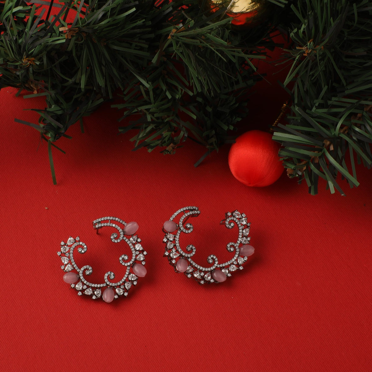 Swirl &amp; Shine CZ Hoop Earrings