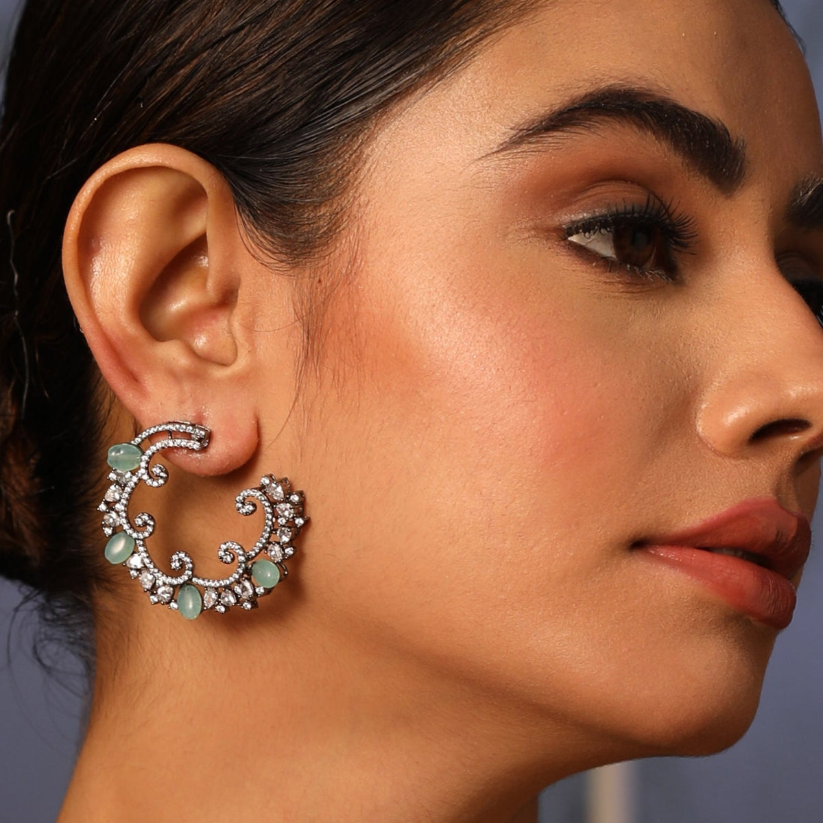 Swirl &amp; Shine CZ Hoop Earrings