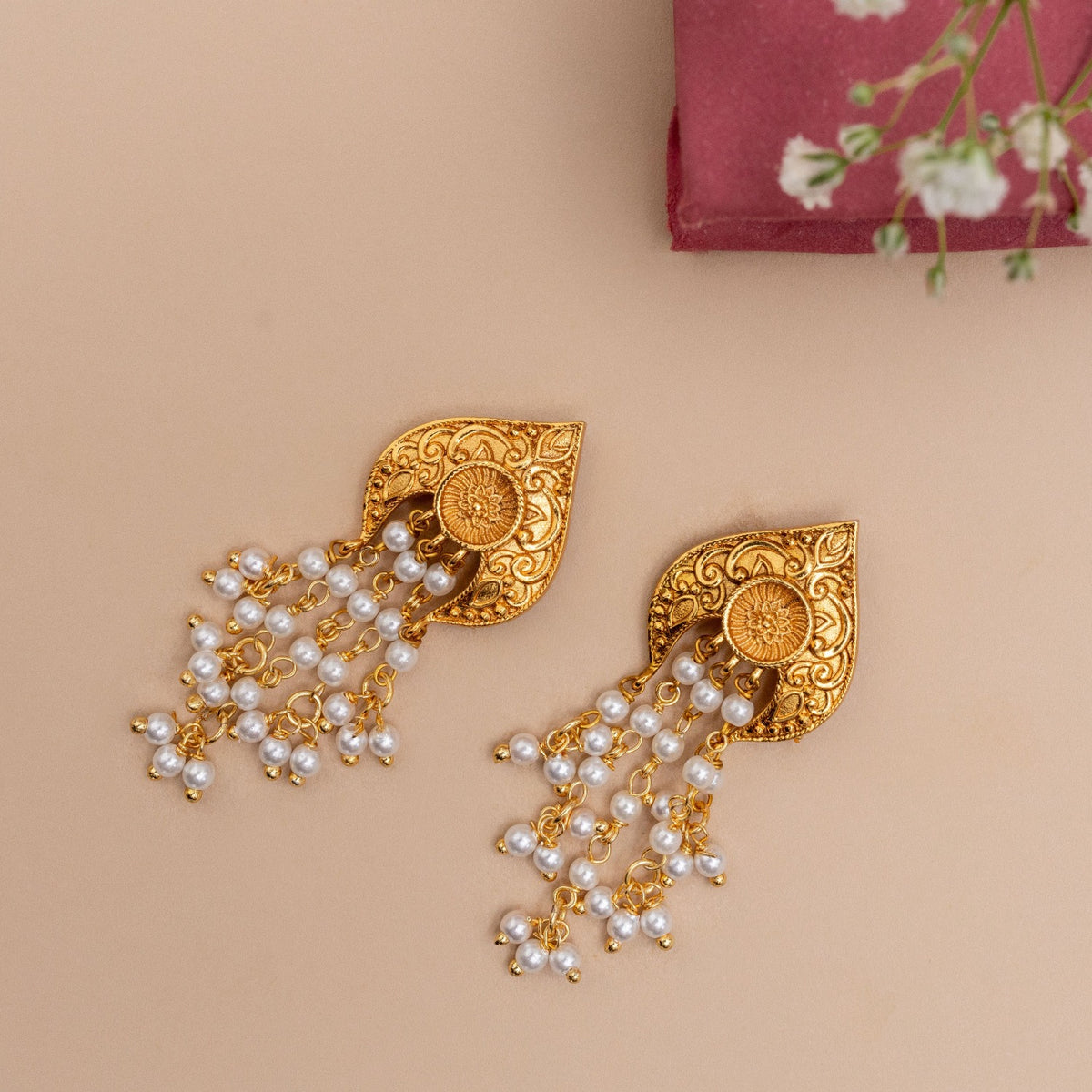 Wisteria Antique Pearl Drop Earrings