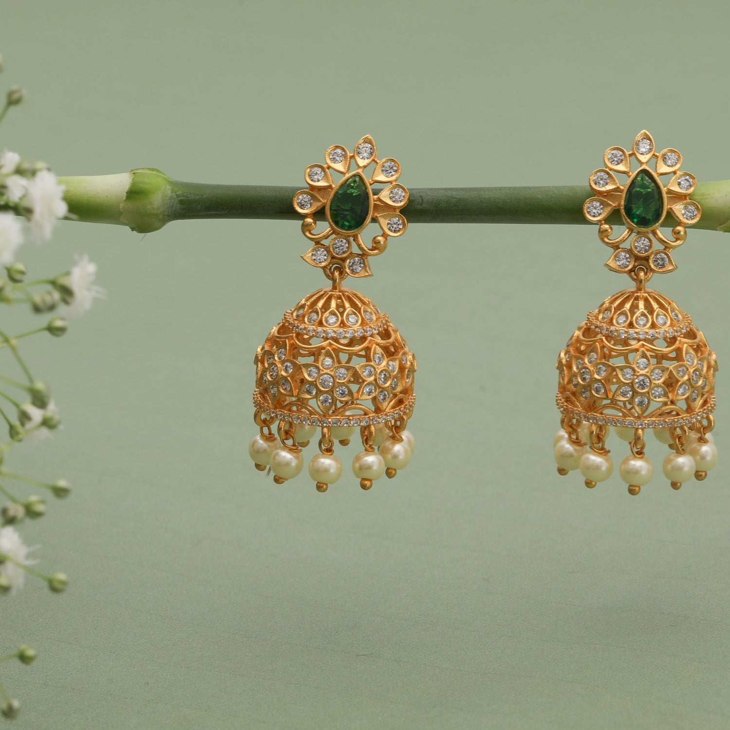 Harini Nakshatra CZ Jhumka Earrings