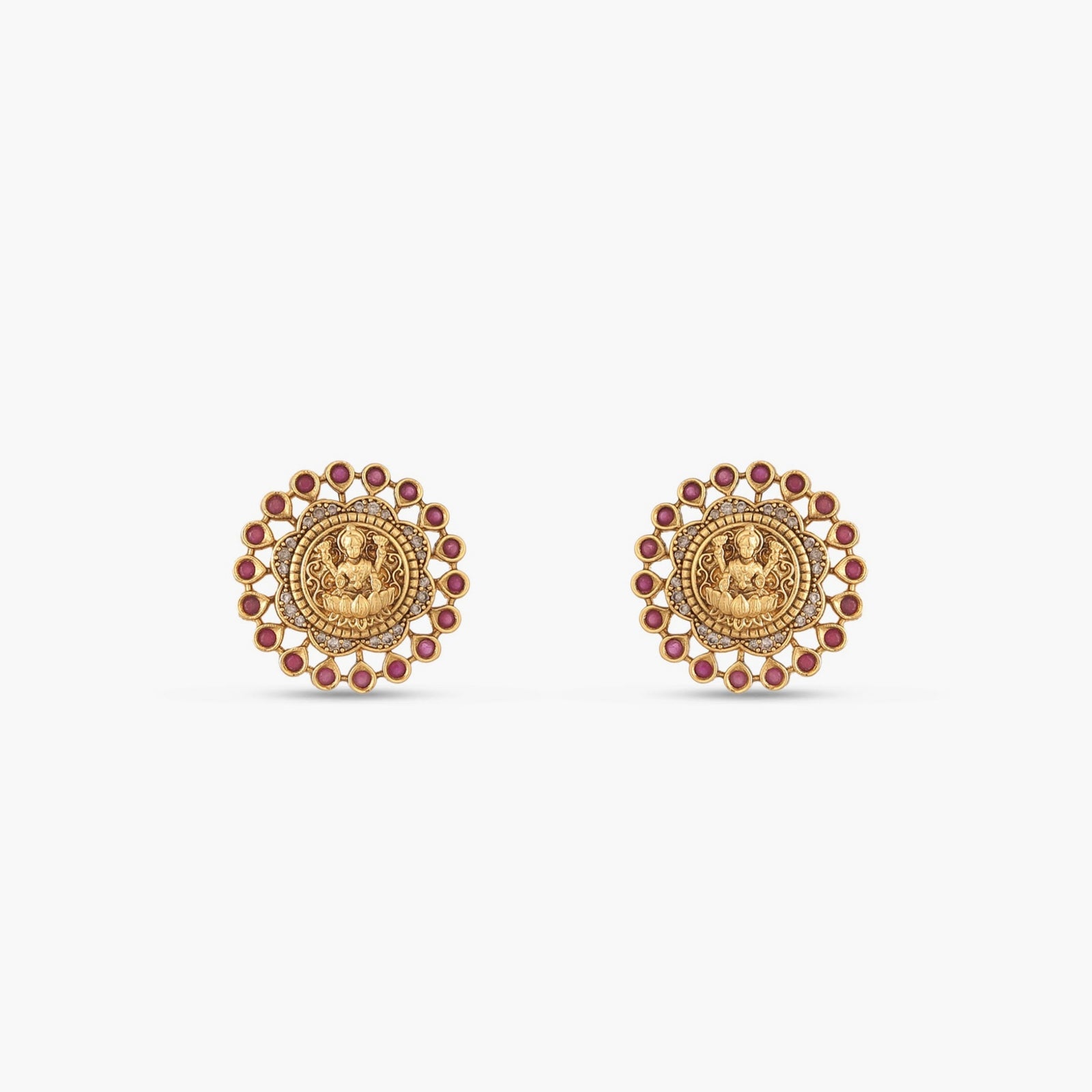 Ashtalakshmi Antique Kempu Stud Earrings
