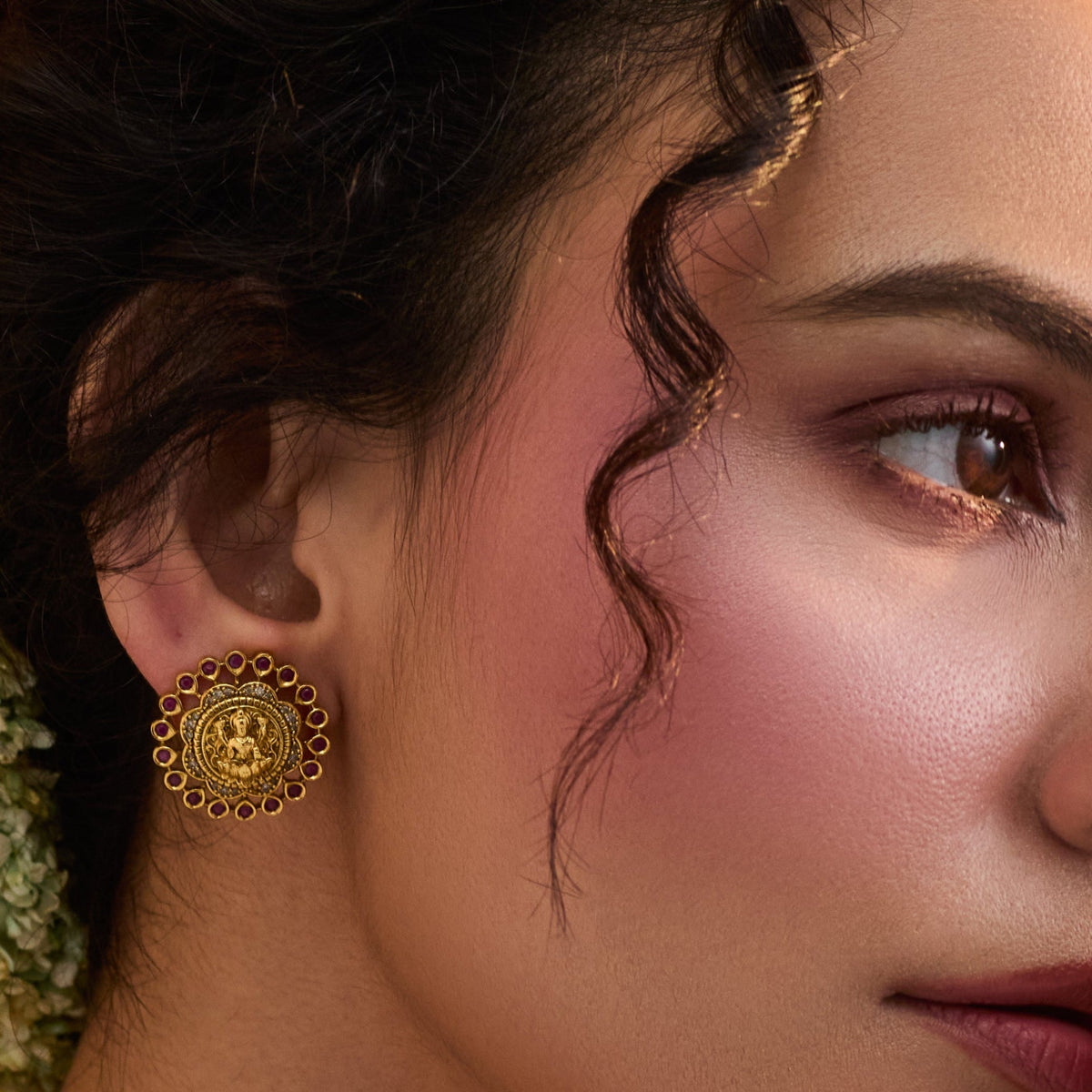 Ashtalakshmi Antique Kempu Stud Earrings