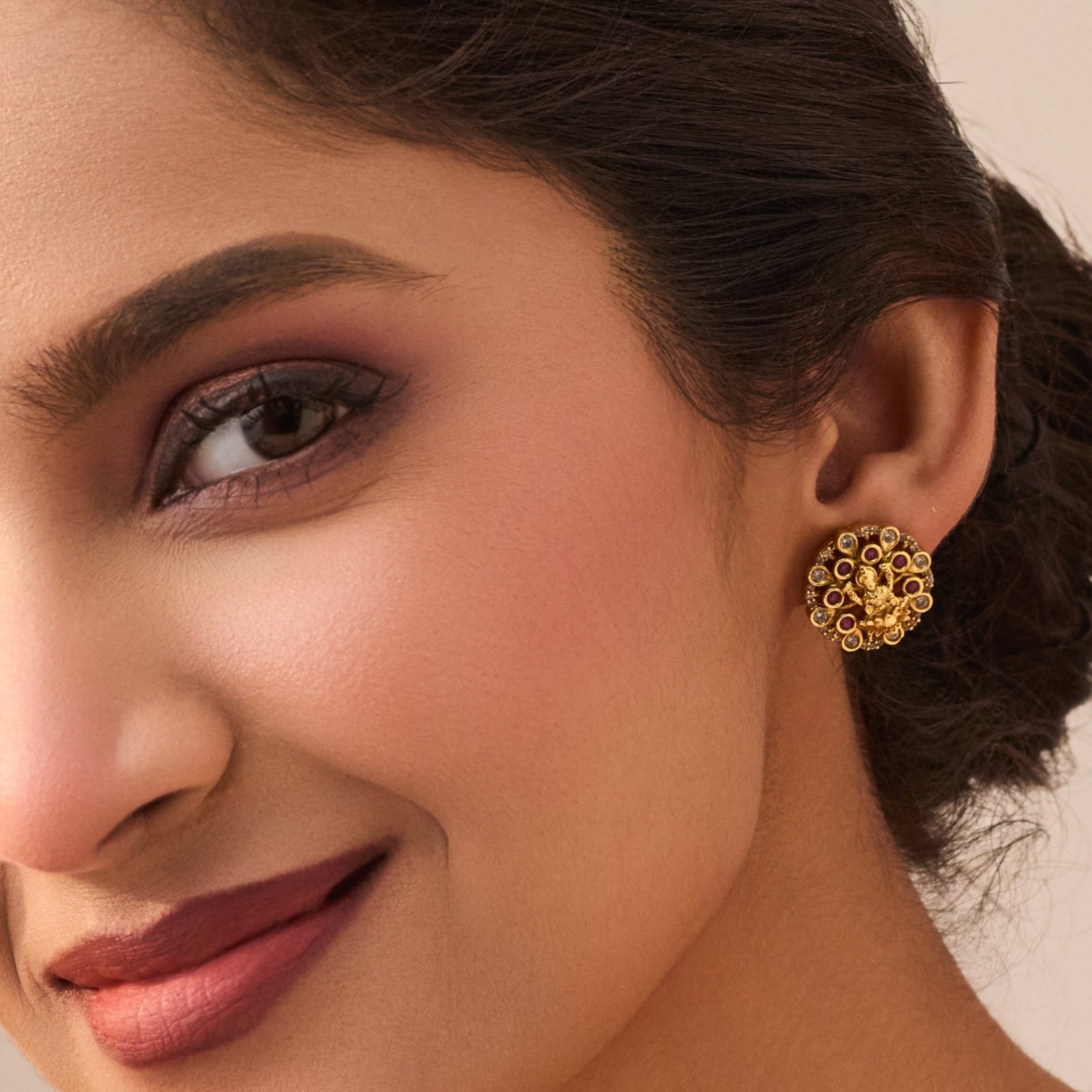 Pranavi Antique Kempu Stud Earrings