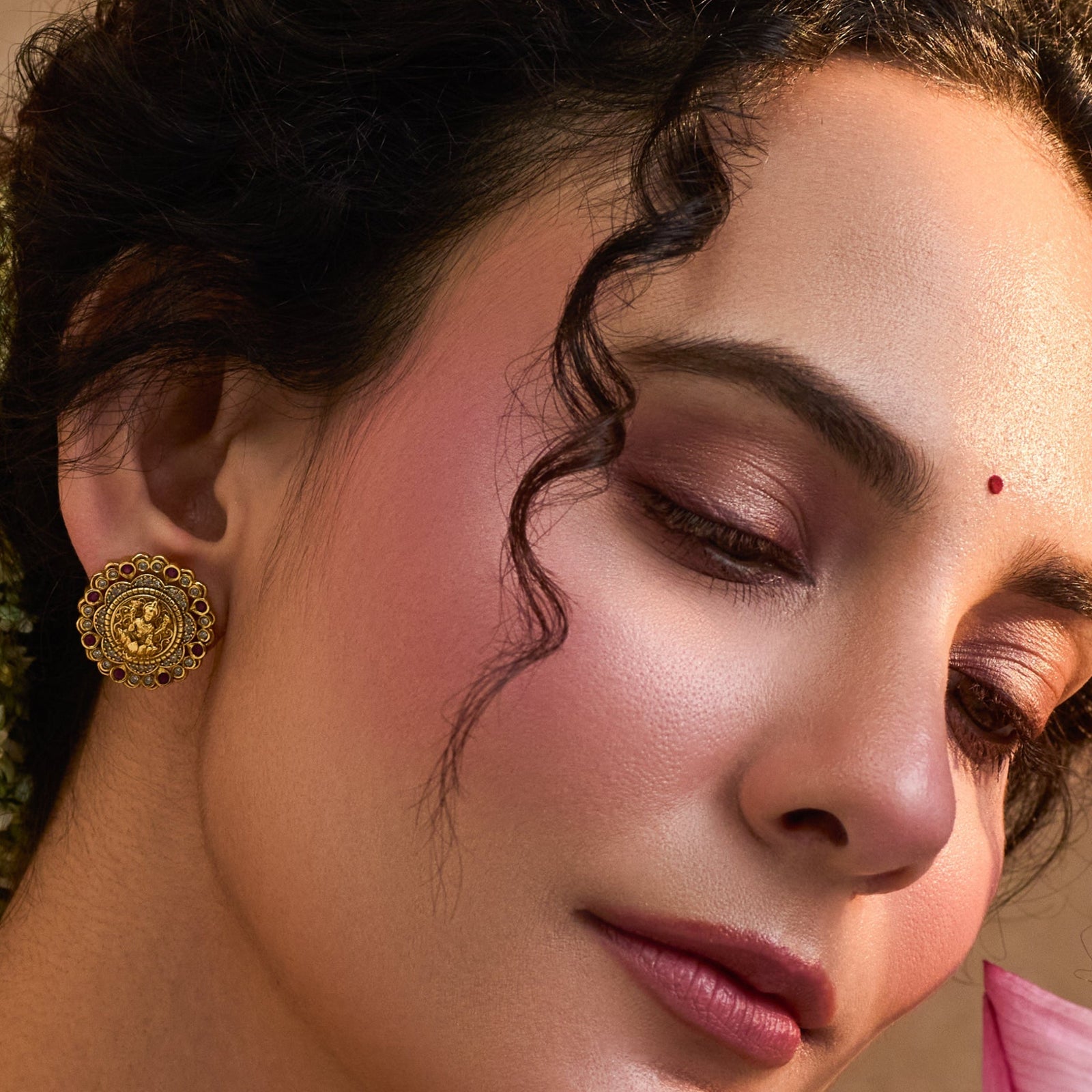 Vanya Antique Kempu Stud Earrings