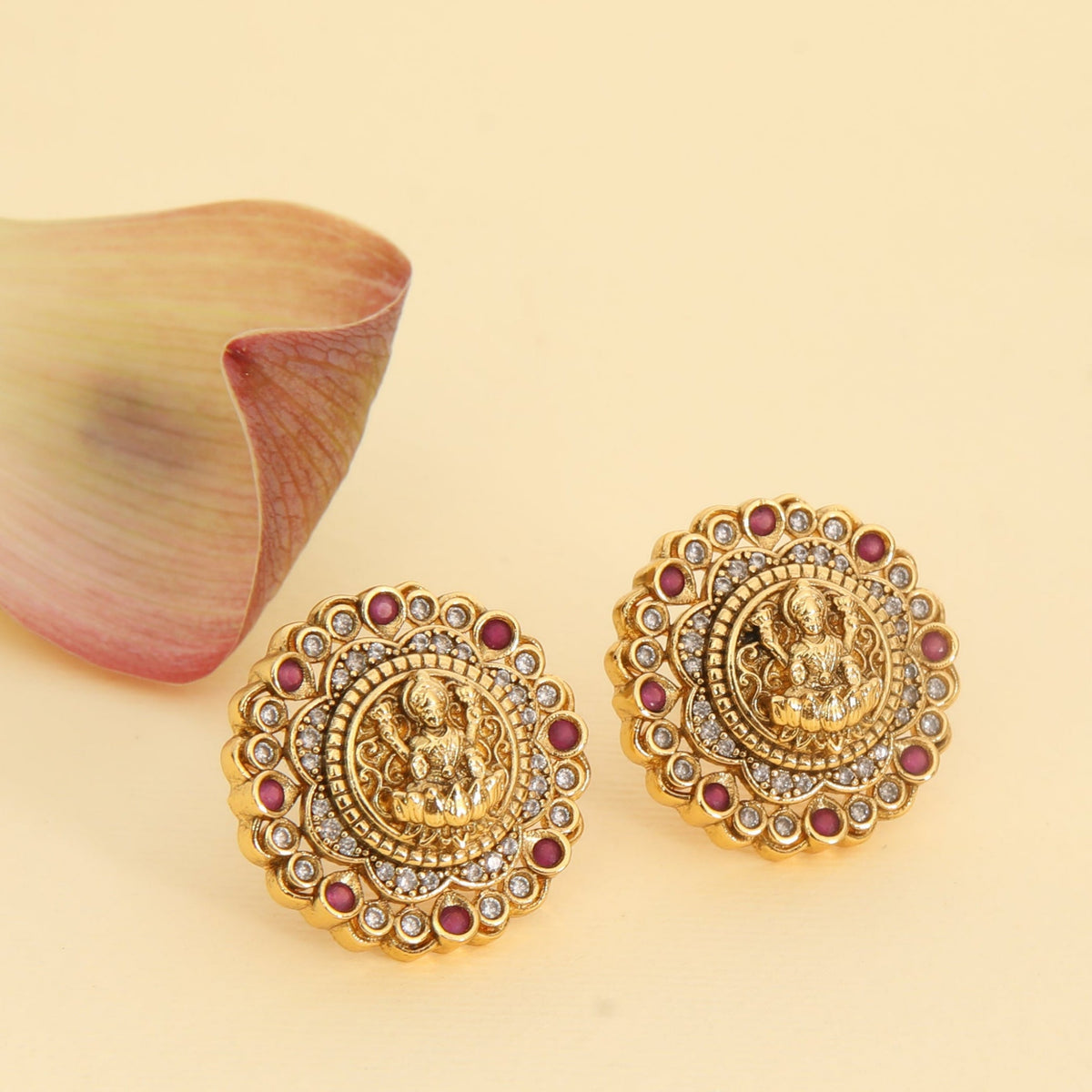 Vanya Antique Kempu Stud Earrings